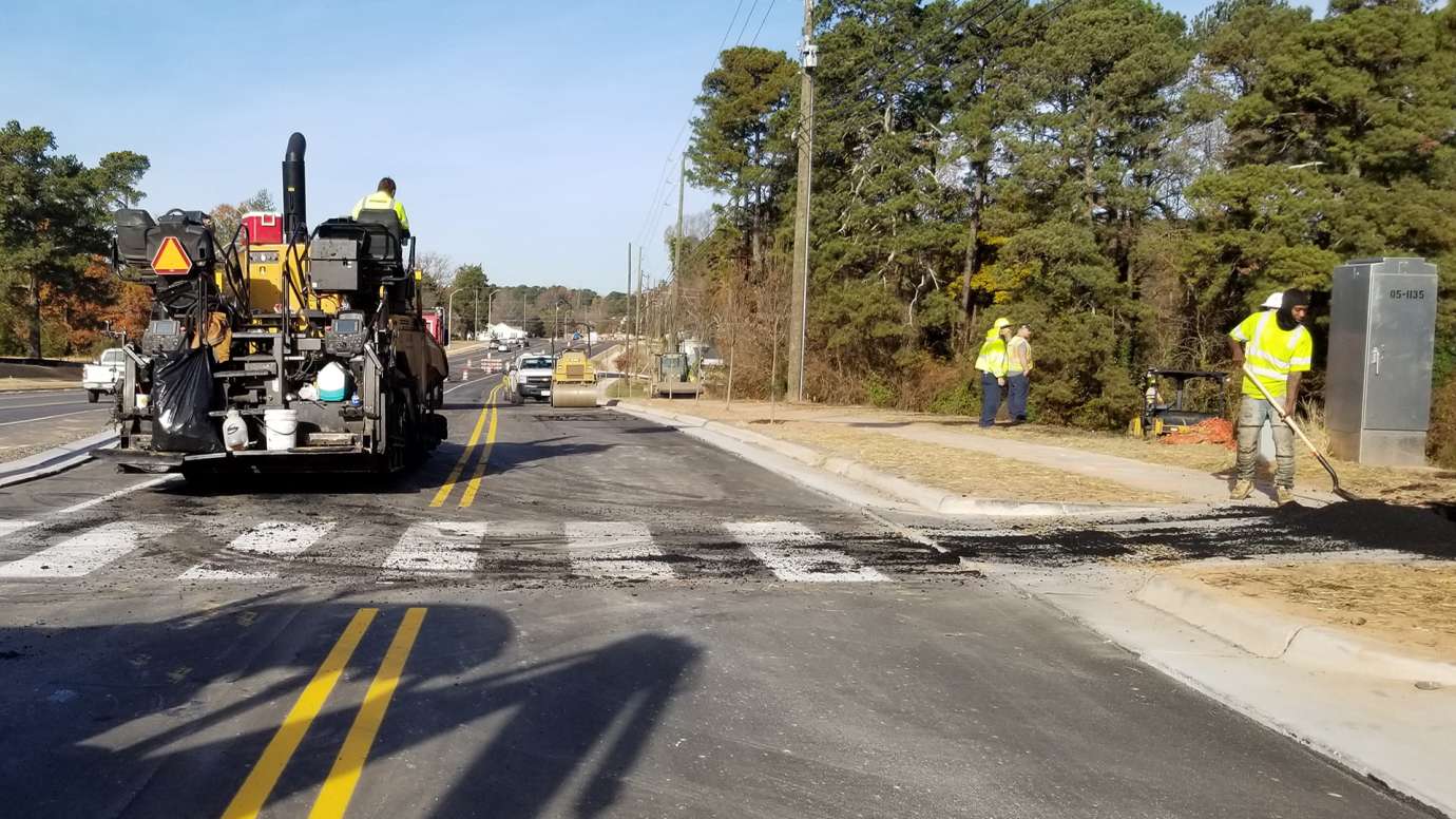 asphalt machine and working working on Tryon Road 