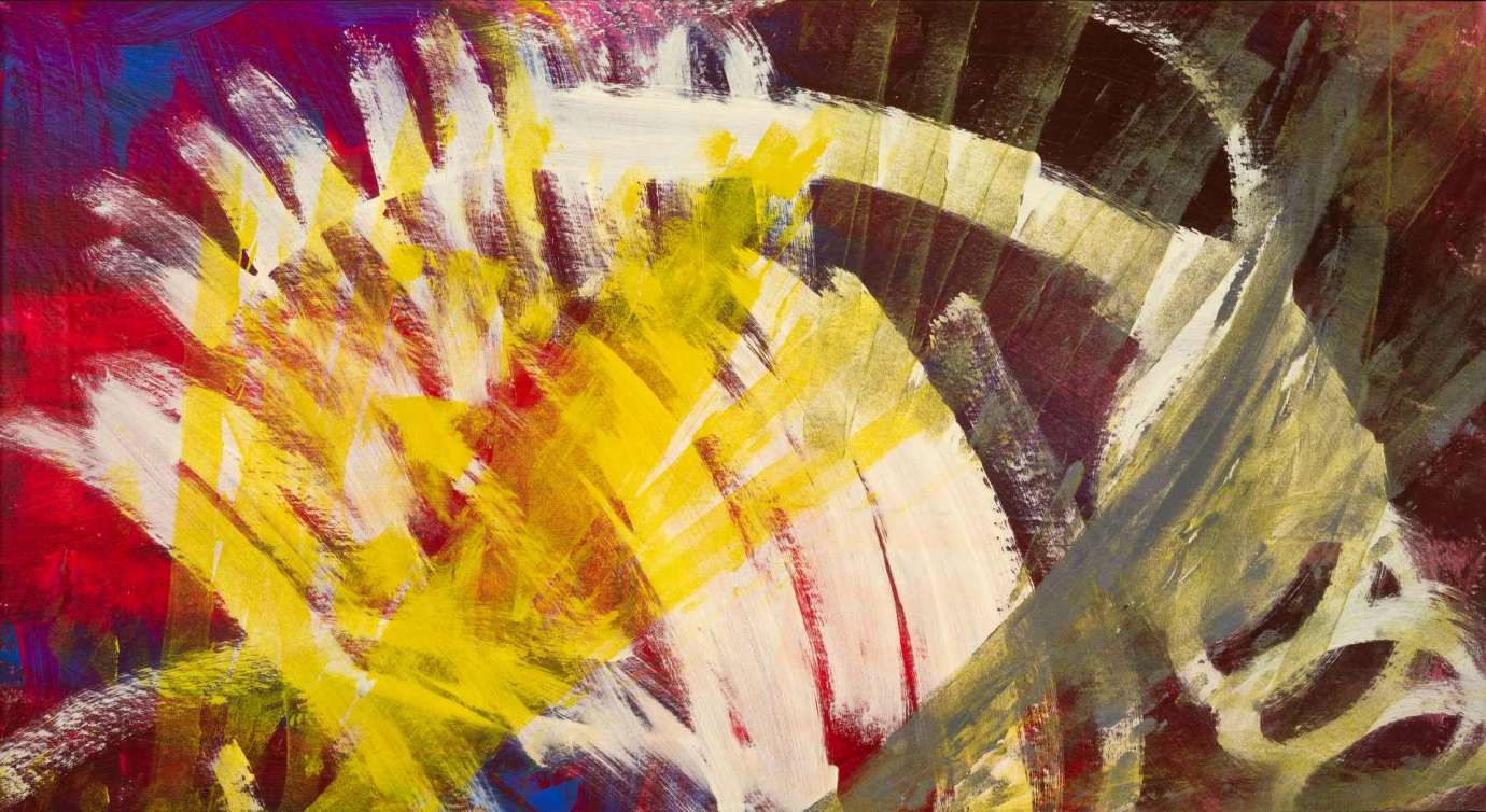 An abstract painting resembling a fan by artist Wiley Johnson