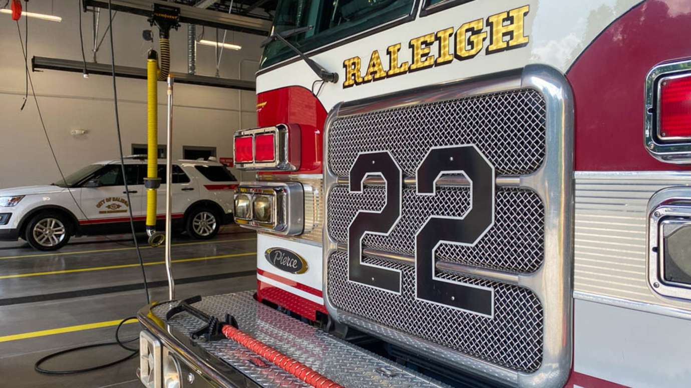 Close up of truck grill displaying the number 22