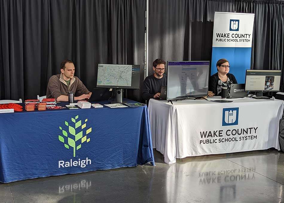 City of Raleigh and Wake County tables at 2022 GIS Day event
