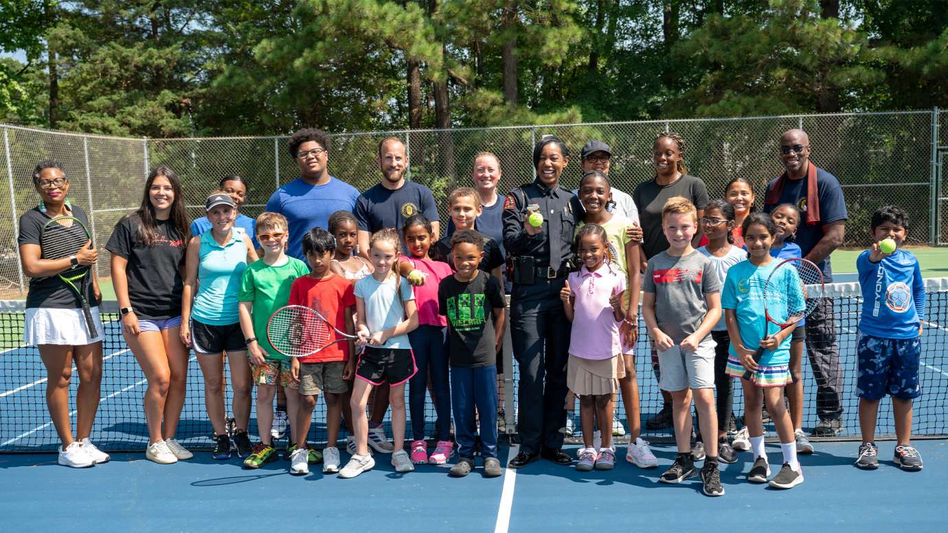 Group photo of tennis camp 