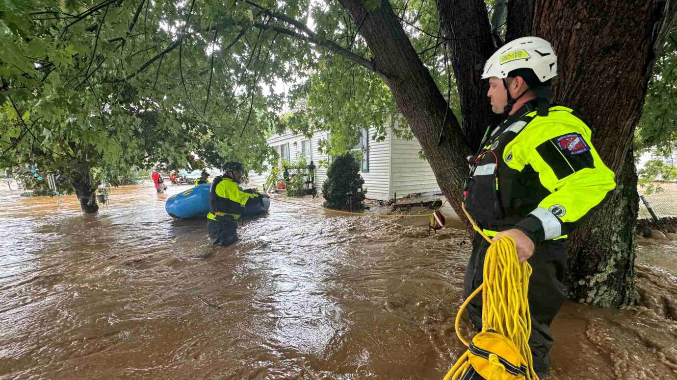 Raleigh firefighters conduct search and rescue efforts in Haywood County