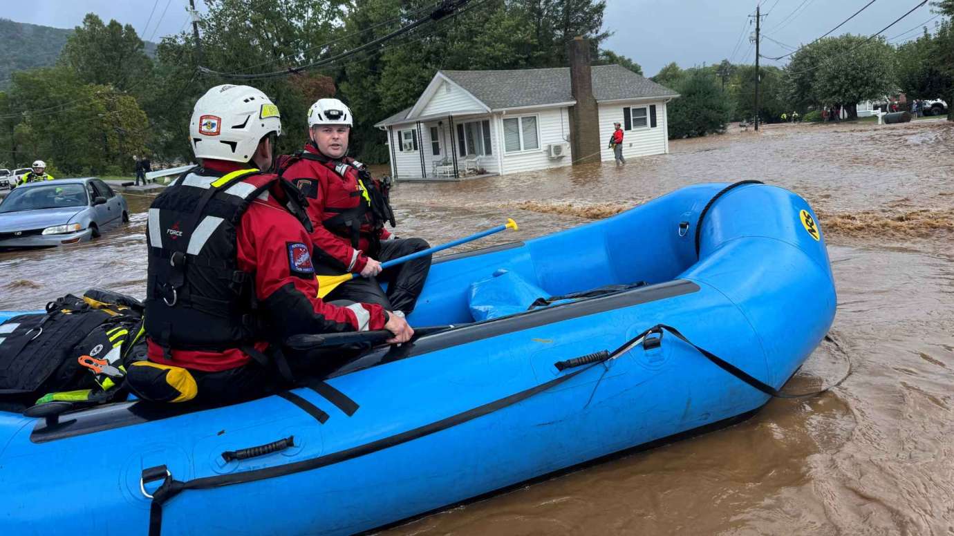 Raleigh firefighters conduct search and rescue efforts in Haywood County