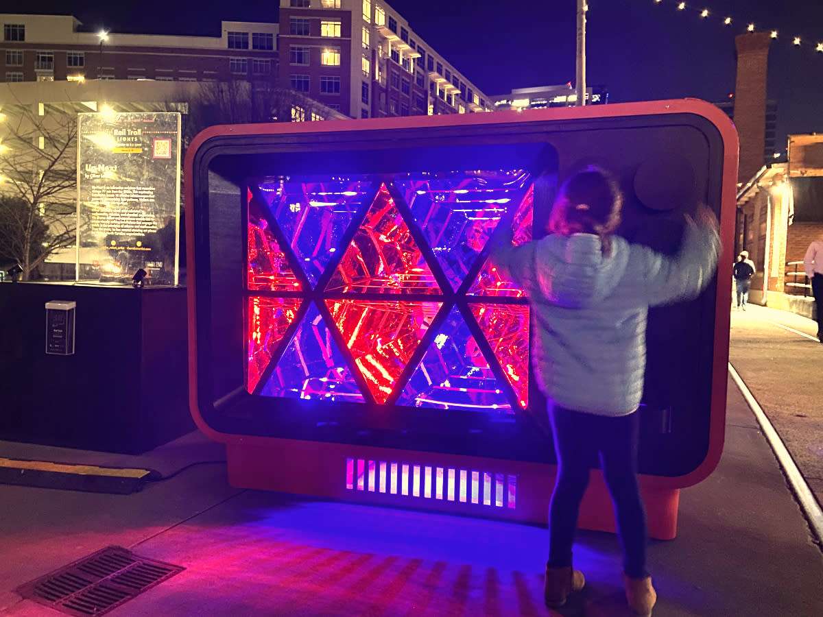 Colorful light screen installation at Illuminate Art Walk