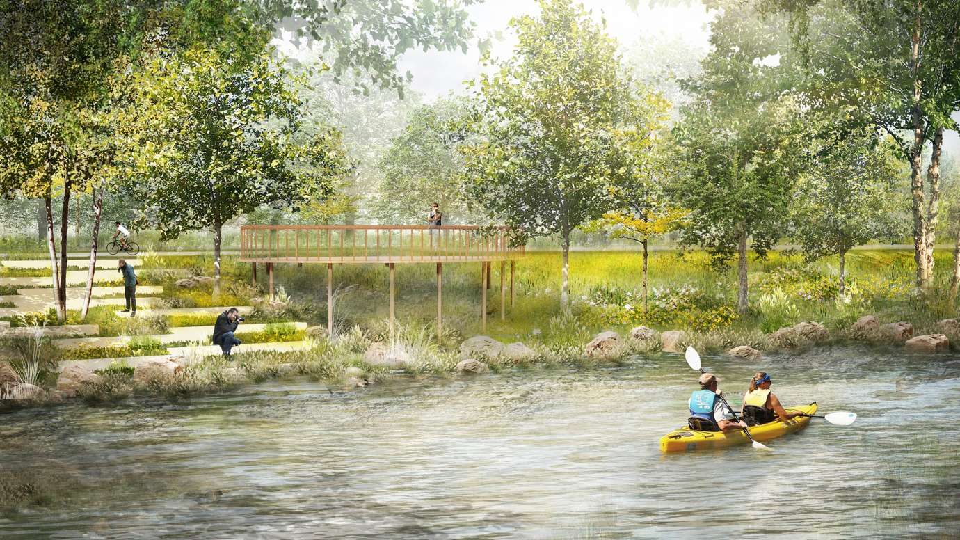 Neuse River Park Rendering of people on a kayak