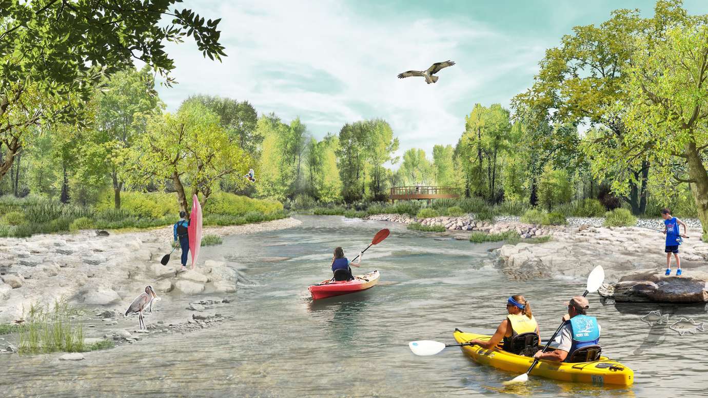 a rendering of the Neuse river park white water activities