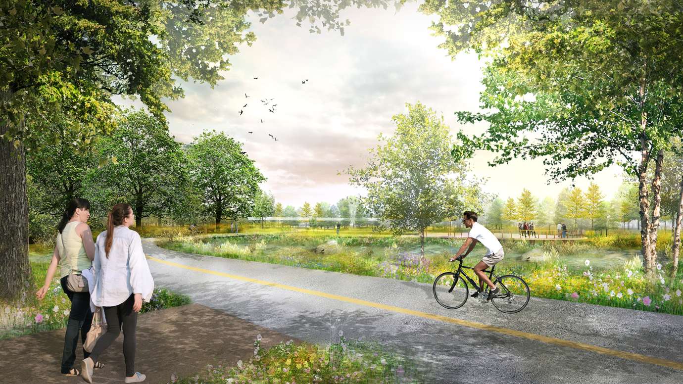 a rendering of the Neuse river park greenway