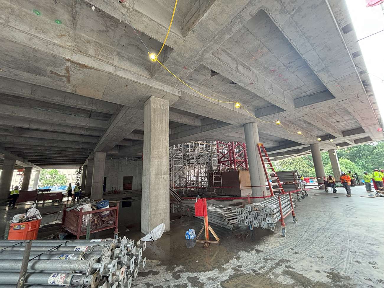 a view inside the new City Hall building during construction where the City Council will be 