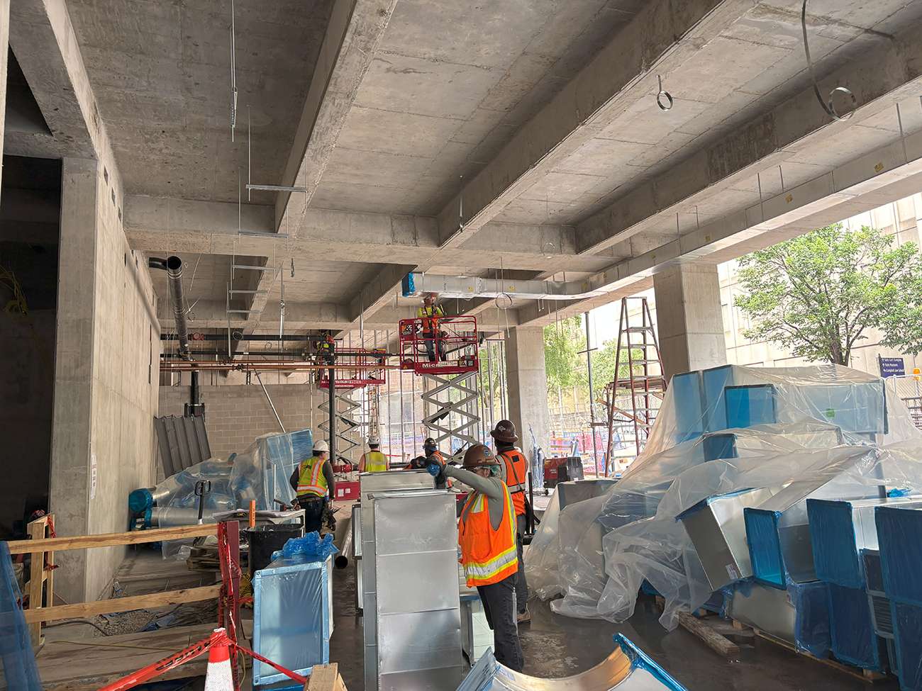 inside constriction at City Hall 