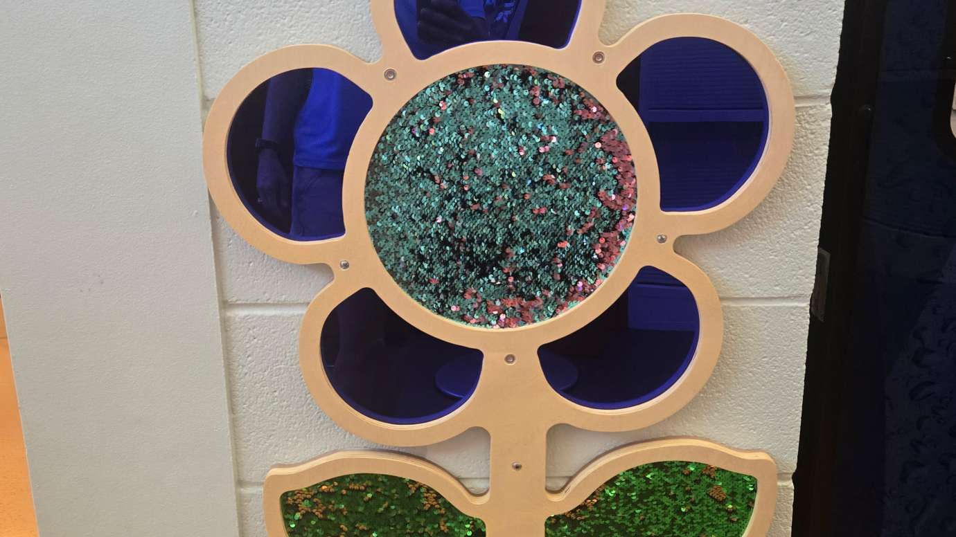 Sensory Friendly Feature at Hill Street- Sequin Wall Flower Sensory Activity Panel