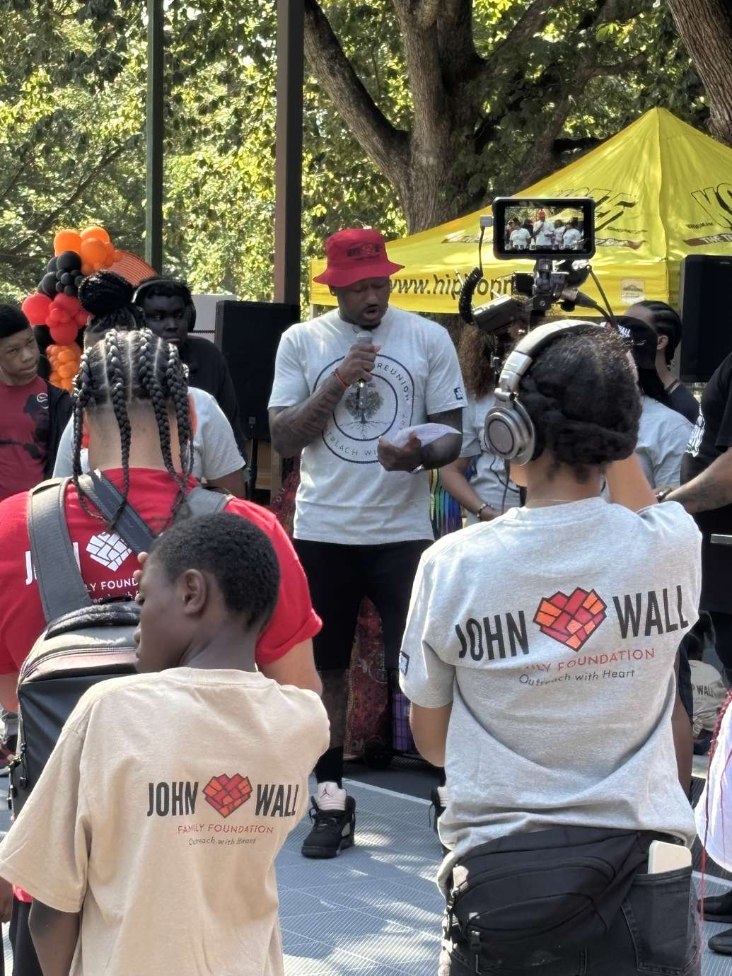 NBA player John Wall giving speech at community event