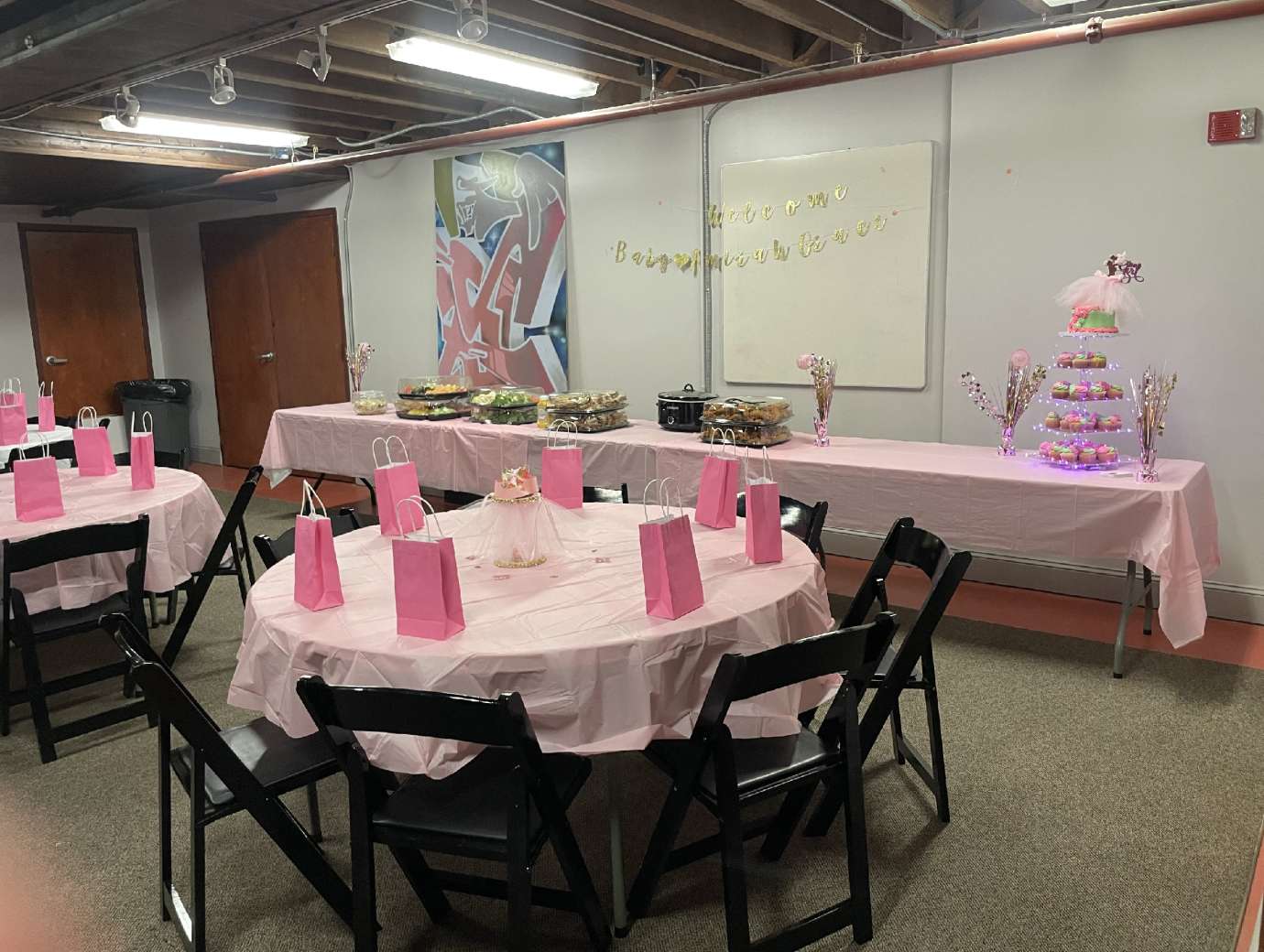 downstairs at COR for Baby Shower