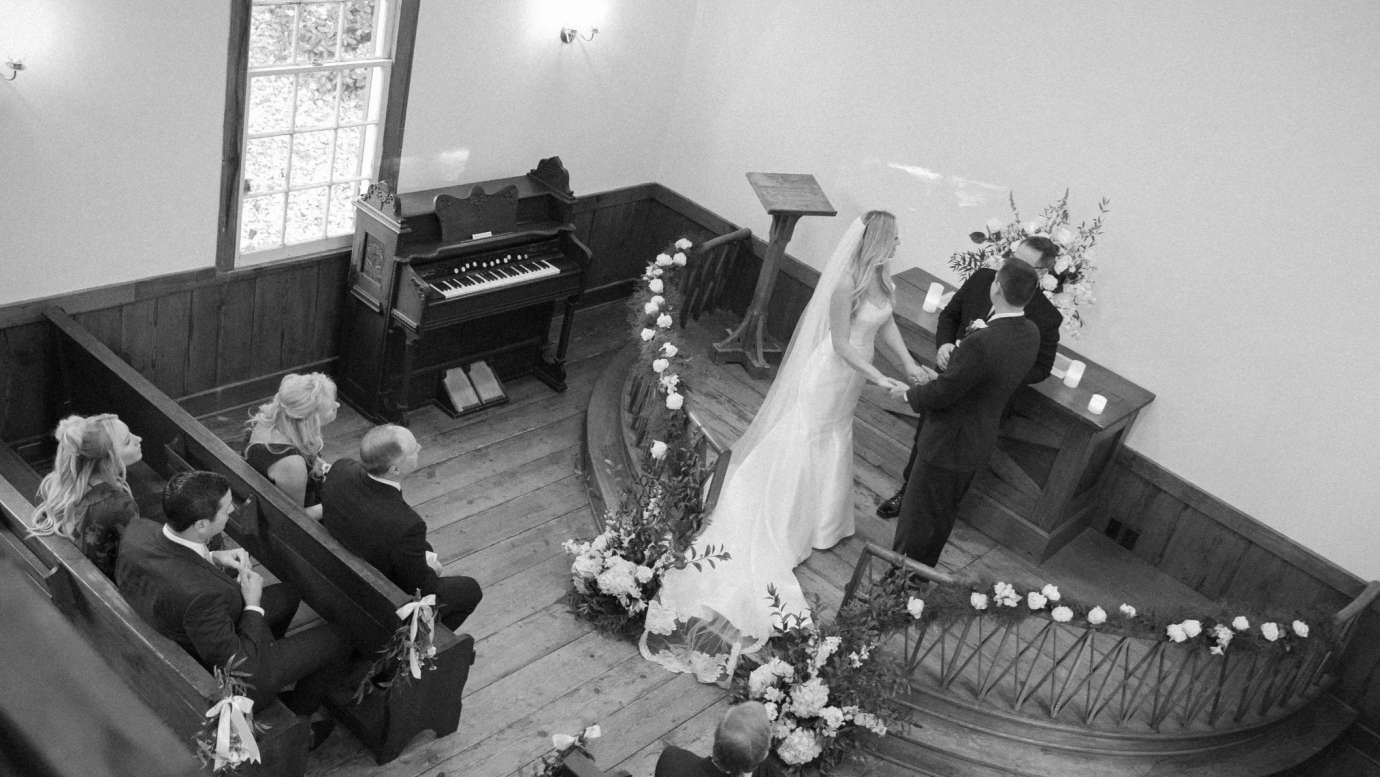aerial view of chapel