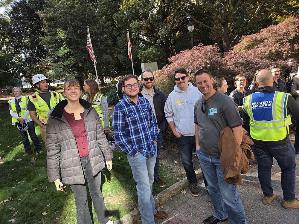 Raleigh City hall topping out party image of crowd 