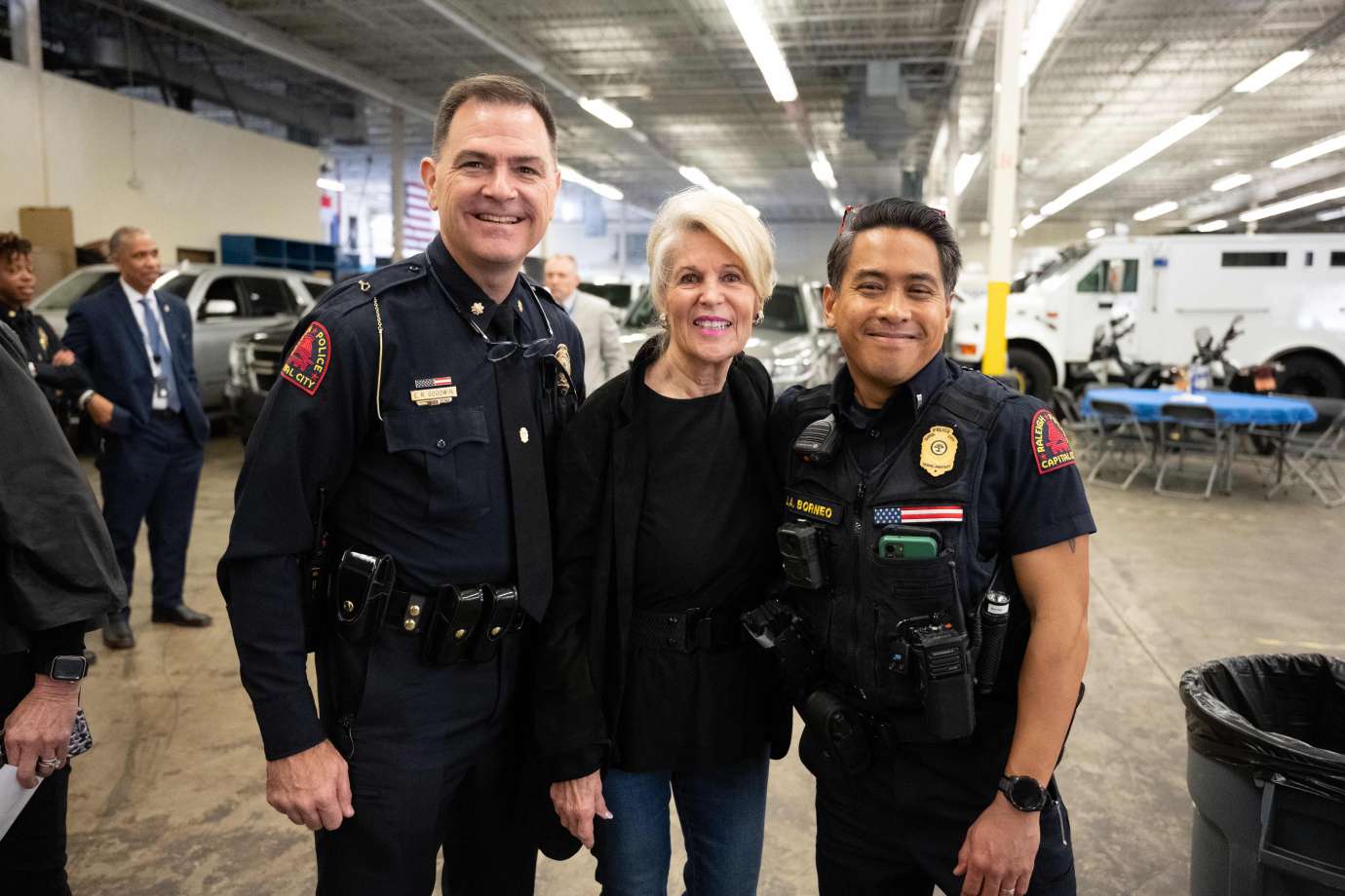 Police officers smiling