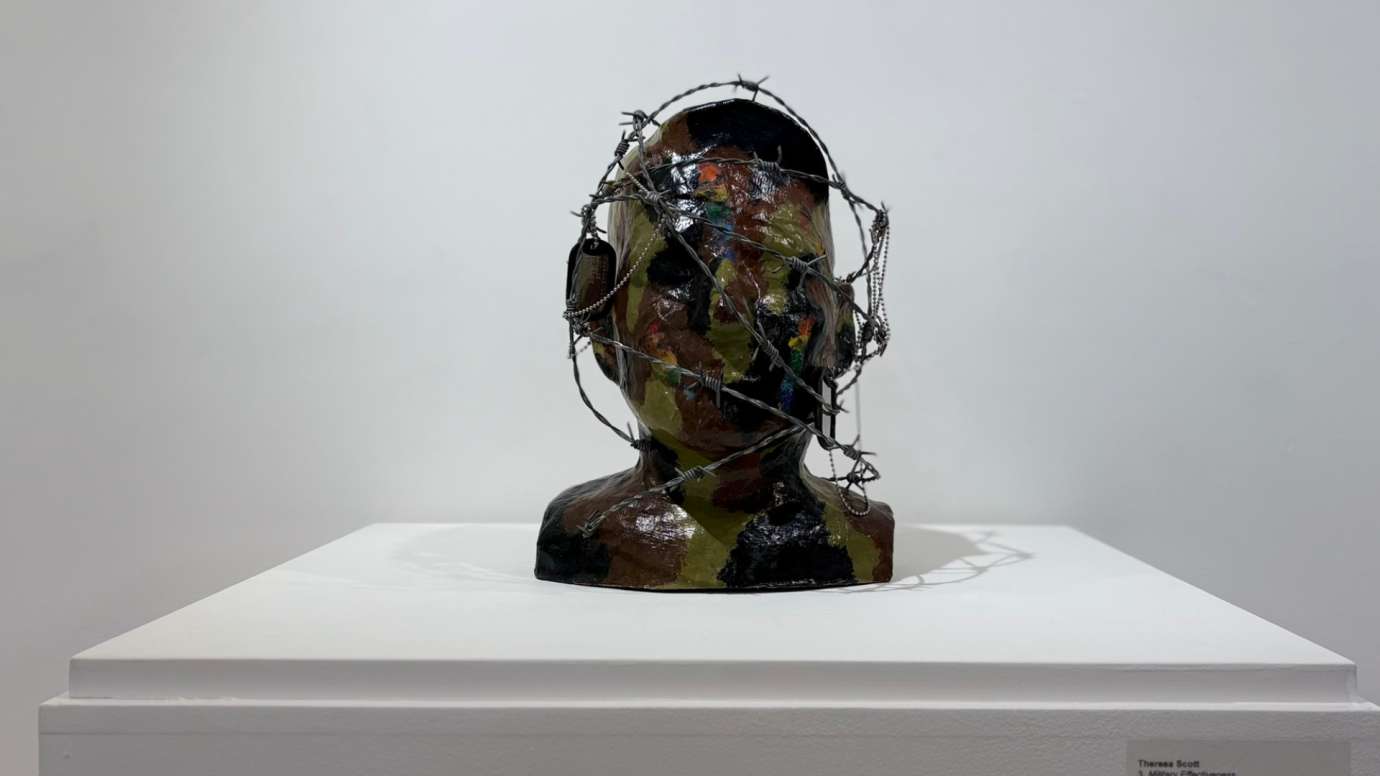 Mixed media sculpture of a head