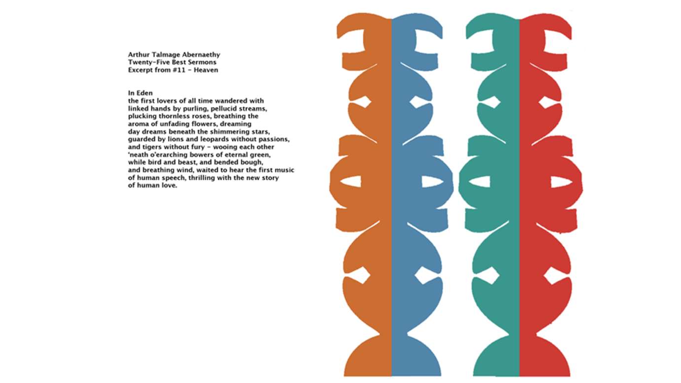 Rendering of a sculpture made of colorful shapes