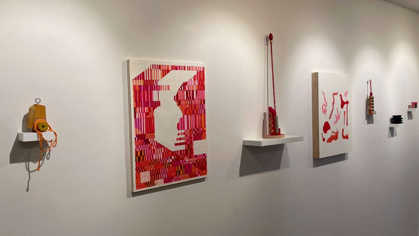 Several paintings and mixed media sculptures by Jason Lord