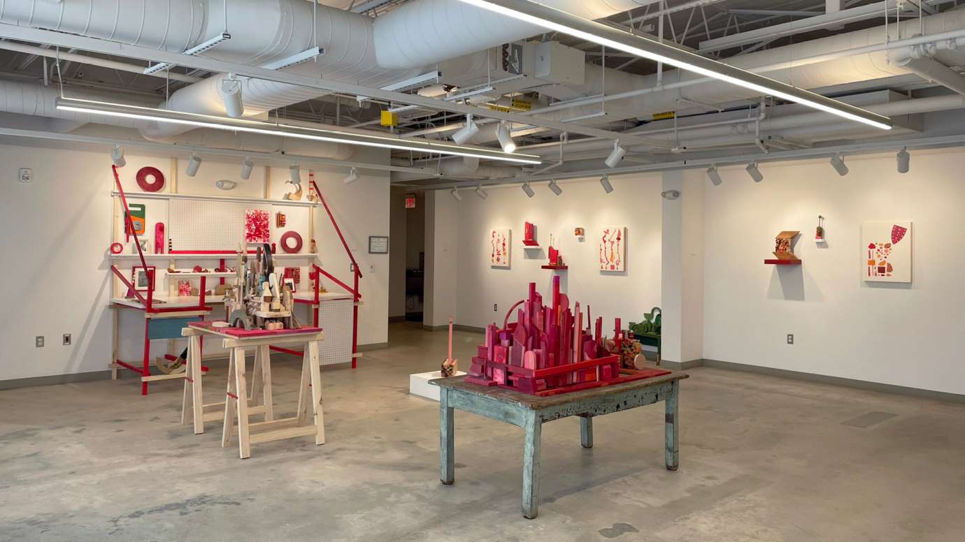 Main Pullen Gallery with mixed media works and installations by Jason Lord