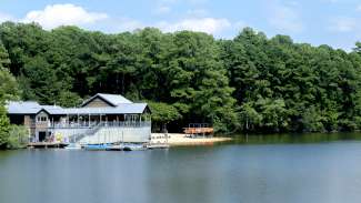 Lake Johnson and the boat house