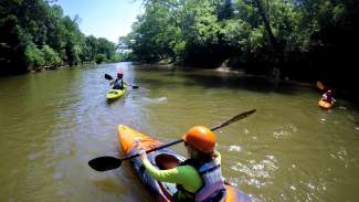 People kayaking on the Neuse River