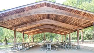 View of large picnic shelter at Pullen Park
