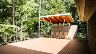 View of the deck at the Crowder Woodland Center