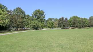 A large open space located next to the playground 