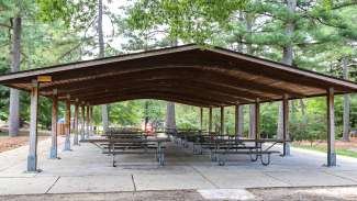 A second larger picnic shelter with 13 tables at Biltmore Hills Park