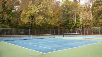 Two outdoor tennis courts at Brentwood Park 