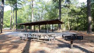 One of two outdoor picnic shelters at Carolina Pines Park. 