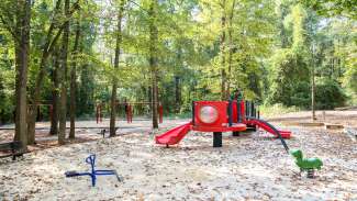 Smaller playground for younger kids with slide at Carolina Pines Park