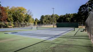 Shot of the four outdoor tennis courts at Green Road Park 
