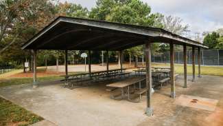 Outdoor picnic shelter at Method Road Park 