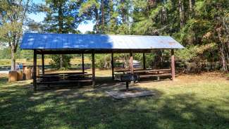 A second slightly smaller outdoor picnic shelter 