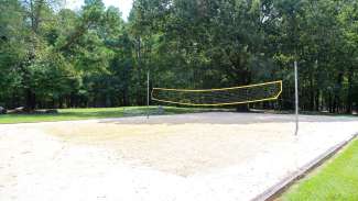 Empty sand volleyball court at lake wheeler