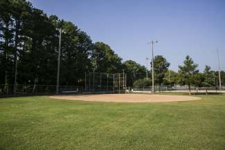 A large open field used for youth softball 
