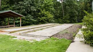 Two outdoor bocce courts