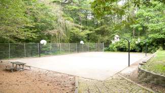 Outdoor basketball courts with concrete surface