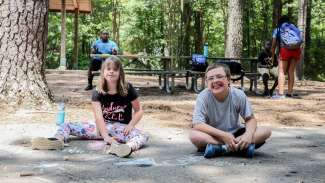 Two campers having fun at summer camp