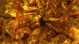 photograph of scrunched gold paper, "A Golden Dump" by Ginger Wagg