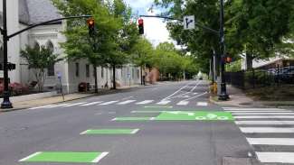 Bike box located on Person Street.