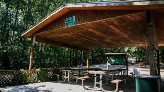 A picnic shelter at Lake Wheeler 
