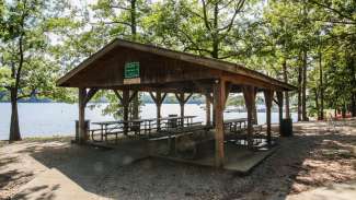 One of the picnic shelters at Lake Wheeler 