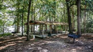 One of the picnic shelters at Lake Wheeler