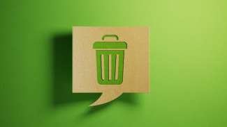 Trash symbol on green background