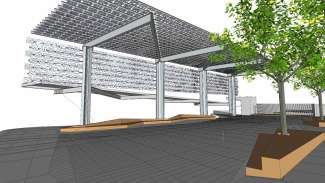 A rendering of the canopy at Union Station Plaza