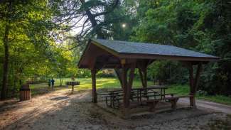 View of the shelter and grill at Fallon Park