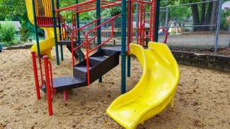 Playground equipment with climbing steps and slide