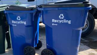 Raleigh's blue recycle bins 